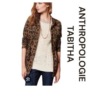 TABITHA By Anthropologie Leopard Print Cinch Waist Jacket, Size S.